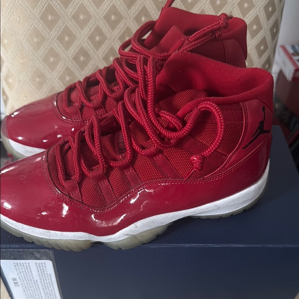 Jordan Red and White Athletic Shoes